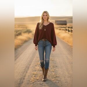 Olive & Oak Burgundy Sweater